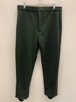 NO LABEL, Dk Green, Wool, Polyester, Solid, F.F, Zip Front, Made To Order