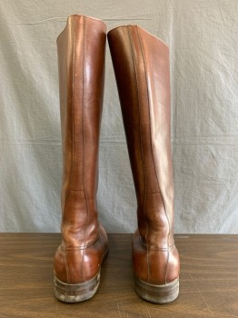 Mens, Boots, DEHNER'S, Brown, Leather, Solid, 10.5, Classic Traditional Knee high  Riding Boot with Hole and Hook Laceup