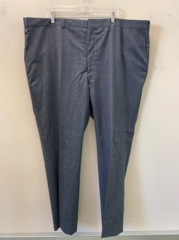 Mens, Suit, Pants, Botany, Gray, Blue, Brown, Wool, Stripes - Pin, 50/34, F.F, Side Pockets, Zip Front,