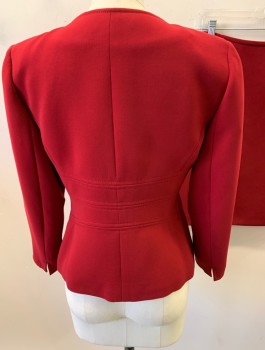 TAHARI, Red, Polyester, Solid, 3 Button CF, Stylized Waist, & CB.