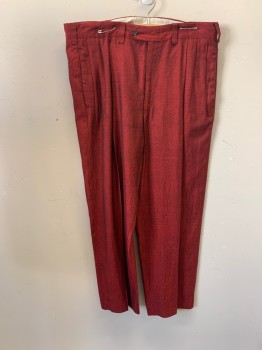 REDS, Red Burgundy, Black, Wool, 2 Color Weave, Side Pockets, Zip Front, Pleated Front, 2 Back Welt Pockets, MULTIPLES