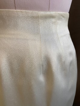 CHRISTIAN DIOR, Ivory White, Polyester, Acetate, Solid, Zip Back, Long, 6 White Rhinestone Buttons Down Back,