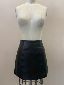 Womens, Skirt, MICHAEL HOBAN, Black, Leather, Solid, W:25, 2, H:34, Above Knee Length, F.F, Back Zip,