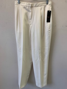Womens, Suit, Pants, LUCELLI, Ivory White, Polyester, Solid, W:28", 10, Double Pleats, 2 Pockets