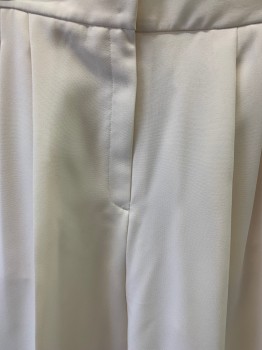 Womens, Suit, Pants, LUCELLI, Ivory White, Polyester, Solid, W:28", 10, Double Pleats, 2 Pockets