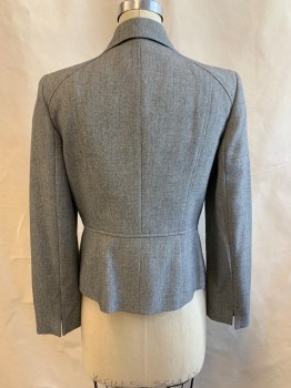 KASPER, Heather Gray, Polyester, Elastane, Notched Lapel, Single Breasted, Button Front, 2 Buttons