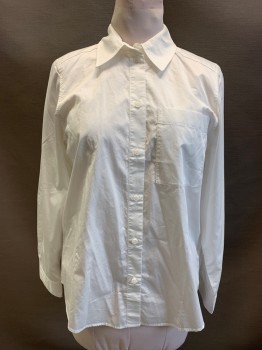 & OTHER STORIES, White, Cotton, Solid, Button Front, C.A., L/S, 1 Pocket,