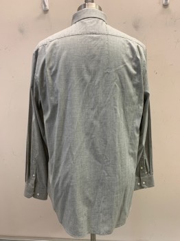 Mens, Casual Shirt, WRK, Gray, Lt Gray, Cotton, 2 Color Weave, 34-35, 17, L/S, Button Front, Collar Attached, Chest Pocket