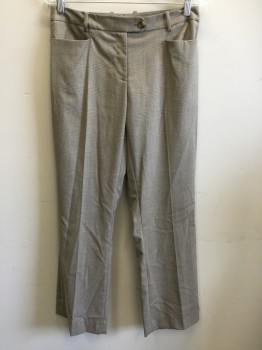 Womens, Suit, Pants, CALVIN KLEIN, Tan Brown, Brown, Synthetic, Plaid, 6, Zip Fly, Button Tab Closure, 3 Pockets, Belt Loops