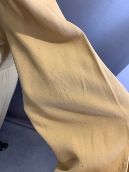 N/L, Mustard Yellow, Cotton, Solid, 3/4 Sleeve, Grey-Poupon Mustard, V-neck, Collar Attached, Side Zipper, Stain on Skirt & Sleeve, Full Length