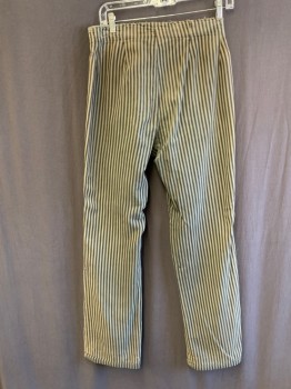 Mens, Historical Fiction Pants, NL, Gray, Charcoal Gray, Cotton, Stripes, 33, 30, F.F, Button Front, Inside Suspender Buttons, Aged/Distressed, Patches, Holes