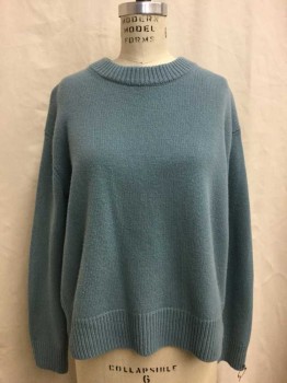 Womens, Pullover, Vince, Steel Blue, Cashmere, Solid, Small, Crew Neck, Long Sleeves,