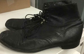 Mens, Boots 1890s-1910s, STACY ADAMS, Black, Leather, Solid, 11, Perforated Cap Toe, Lace Up Ankle Boot