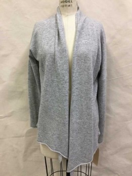 Womens, Sweater, J CREW, Lt Gray, Cashmere, Heathered, S, No Closures, Draped Assymmetrical Front