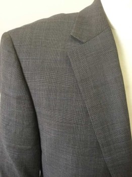POLO RALPH LAUREN, Gray, Black, Blue, Wool, Plaid, Tight Plaid, Appears Gray From Afar, Single Breasted, Collar Attached, Notched Lapel, 3 Pockets, 2 Buttons