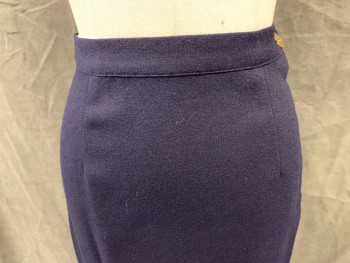 Womens, 1950s Vintage, Suit, Skirt, N/L, Navy Blue, Wool, Solid, H 34, W 24, Pencil Skirt, 1" Waistband, Side Zip, Hem Below Knee, High Waist