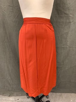 Womens, Skirt, STYLED BY GURIAN, Rust Orange, Synthetic, Solid, W 26, 1 3/4" Waistband with Side Button, Side Zip, Small Pleats, Watch Pocket, Center Front and Center Back Tuck Pleat, Hem Below Knee,