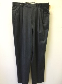 DESIGN II, Gray, Wool, Spandex, 2 Color Weave, Belt Loops, Double Pleats, Zip Front, 4 Pockets,