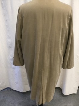 Mens, Coat, Trenchcoat, JOSEPH ABBOUD, Tan Brown, Wool, Solid, 42 R, Flat Front,  2 Pockets,  Detachable Liner, Button Front, Hidden Buttons, Cuff Epaulets, Knee Length
