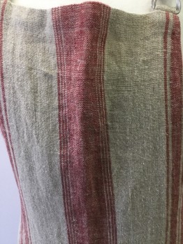 WILLIAMS SONOMA, Beige, Red, Linen, Stripes, Bib Front, Beige with Red Stripes, Strap with Silver Rings