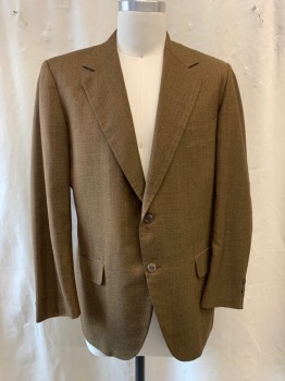 Mens, Blazer/Sport Co, SEARS, Brown, Black, Wool, 2 Color Weave, 40, 1950s,Notched Lapel, Single Breasted, Button Front, 2 Buttons,  3 Pockets