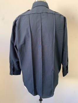 Mens, Fire/Police Shirt, LIBERTY, Navy Blue, Polyester, Solid, N:18.5, 2XL, S:34-5, Long Sleeves, Button Front, Collar Attached, 2 Pockets with Button Flap Closures, Epaulets at Shoulders