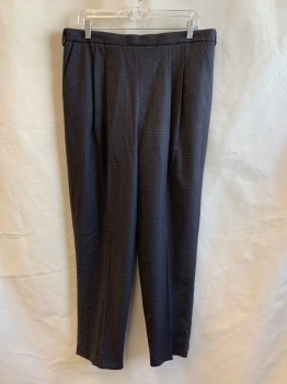 Womens, 1990s Vintage, Suit, Pants, N/L, Brown, Black, Lt Gray, Wool, Stripes, W36, Pleated Front, 2 Pockets, Zip Back, Button Closure at Back, Belt Loops