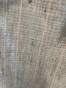 NL, Iridescent Gray, Black, Pink, Black, Blue, Synthetic, Textured Fabric, Grid , Zip Front, Tab Closure, Single Pleat, Slant Pckts, 1 Back Pckt