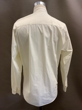 Mens, Shirt, I.N.C. , Off White, Cotton, 16, L, 16.5, Collar Band, Button Front, L/S, 1 Chest Pocket
