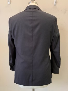 Francesco Domani, Charcoal Gray, Viscose, Solid, 2 Buttons, Single Breasted, Notched Lapel, 3 Pockets,