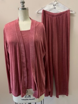 Womens, 1990s Vintage, Piece 1, CITI KNITS, Rose Pink, Acetate, Spandex, Solid, B 34, S, W24, Cardigan, L/S, Open Front,