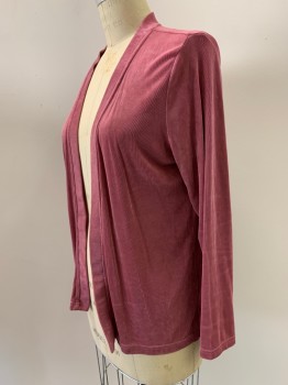 Womens, 1990s Vintage, Piece 1, CITI KNITS, Rose Pink, Acetate, Spandex, Solid, B 34, S, W24, Cardigan, L/S, Open Front,