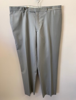 Mens, Slacks, ENZO TOVARE, Lt Gray, Wool, Solid, L32, W36, Zip Front, Extended Waistband With Hook N Eye, 4 Pckts, F.F, Creased