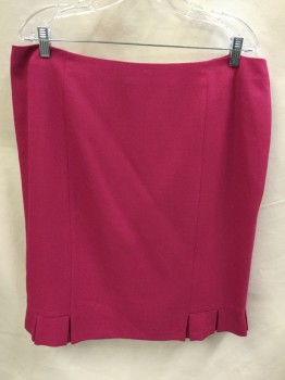 EVAN PICONE SUIT, Hot Pink, Polyester, Solid, Skirt:  Pink with Pink Lining, 3" Large Pleat Hem, Back Zip