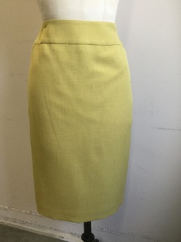 EVAN PICONE, Sunflower Yellow, Polyester, Solid, Pencil Skirt, 2" Wide Self Waistband, Knee Length, Invisible Zipper at Center Back