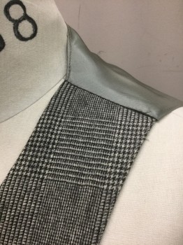 N/L, Gray, Black, Dk Gray, Wool, Glen Plaid, 6 Buttons, 4 Pockets, Solid Gray Lining and Back, Self Belted Back