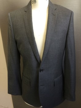Mens, Sportcoat/Blazer, JCREW, Black, Gray, Wool, Solid, 38R, Heathered Black, Notched Lapel, 2 Button Front, Pocket Flap,