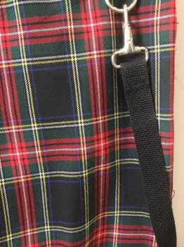 Mens, Shorts, LIP SERVICE , Green, Black, Red, Royal Blue, Yellow, Wool, Plaid, 32, Zip Fly, Zip Pockets, Attached Suspenders