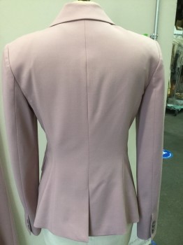 Womens, Suit, Jacket, THEORY, Pink, Wool, Elastane, Solid, B32, 2, JACKET: Notched Lapel, 2 Button Front, Pocket Flaps
