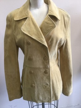 RUBBISH, Yellow, Suede, Solid, Double Breasted, Notched Lapel,