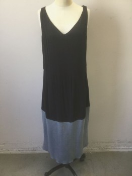 Womens, Dress, N/L, Black, Gray, Rayon, Acrylic, Solid, Diamonds, B:40, Black with Self Diamonds Pattern, 1" Straps, V-neck, Bottom is Solid Gray Ribbed Acrylic Knit, Dropped Waist, Made To Order 1920's Reproduction, Has a Double