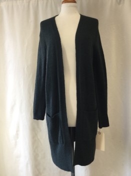 Womens, Sweater, MADEWELL, Navy Blue, Synthetic, Solid, XXS, Open Front, 2 Pockets,
