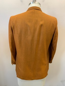 SEARS, Burnt Orange, Black, Wool, Sharkskin Weave, Solid, 2 Buttons,  Notched Lapel, 3 Pockets, Partial Lining