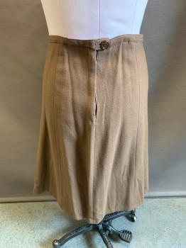 Womens, 1940s Vintage, Suit, Skirt, FASHIONBILT, Brown, Wool, Herringbone, W: 32, Vertical Seams, Zip Back, Hem Below Knee