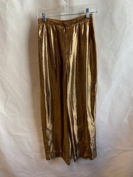 Womens, Pants, N/L, Gold, Acetate, Solid, W24, Pleated, 2 Pockets, Zip Back,
