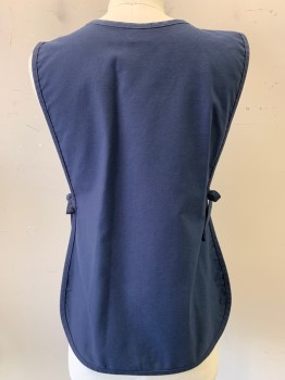 Fame, Navy Blue, Poly/Cotton, Solid, Twill, Wide Round Neck,  2 Pockets/Compartments at Hip Level, Self Ties at Sides, Multiples