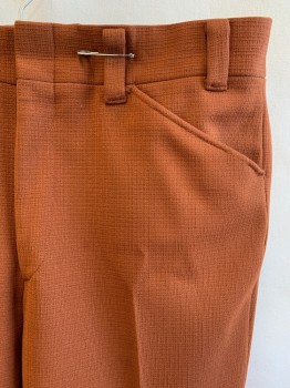 Mens, Pants, N/L, Rust Orange, Polyester, Solid, 34/30, 4 Pockets, Zip Fly, Belt Loops,