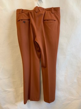 Mens, Pants, N/L, Rust Orange, Polyester, Solid, 34/30, 4 Pockets, Zip Fly, Belt Loops,