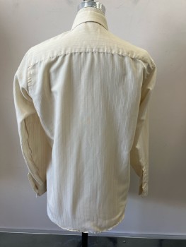 OSCAR DE LA RENTA, Light Tan Self Stripe Polyester, C.A., B.F., L/S, 1 Pckt,