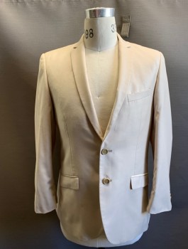 Tazio, Lt Beige, Wool, Solid, Notched Lapel, 2 Buttons, 3 Pockets,
